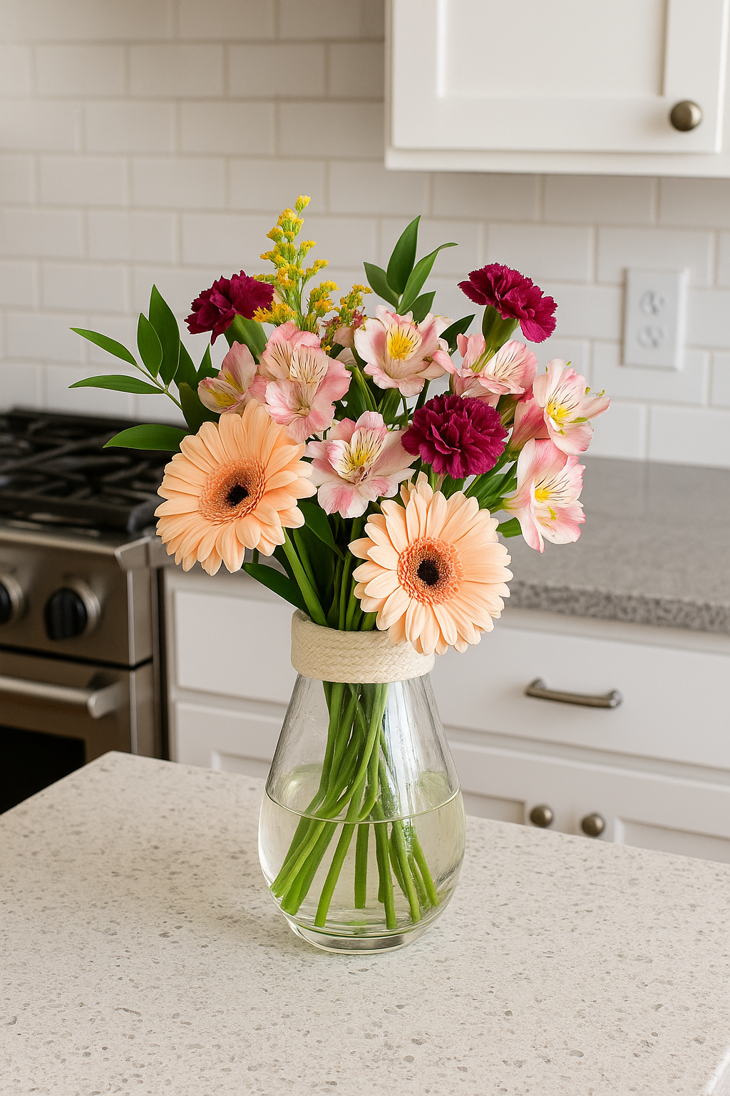 Noah Decoration - Vente Vases - Vase en verre transparent en corde de chanvre -3