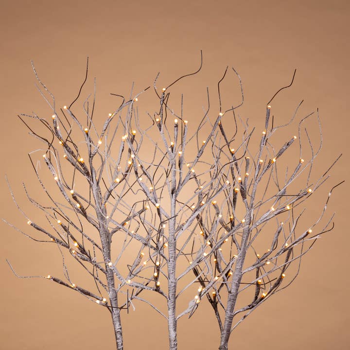 The Gerson Companies - Wholesale Christmas Decoration - Promos Holiday 29.5"H B/O Brown PVC Wrapped Snowy Branches w