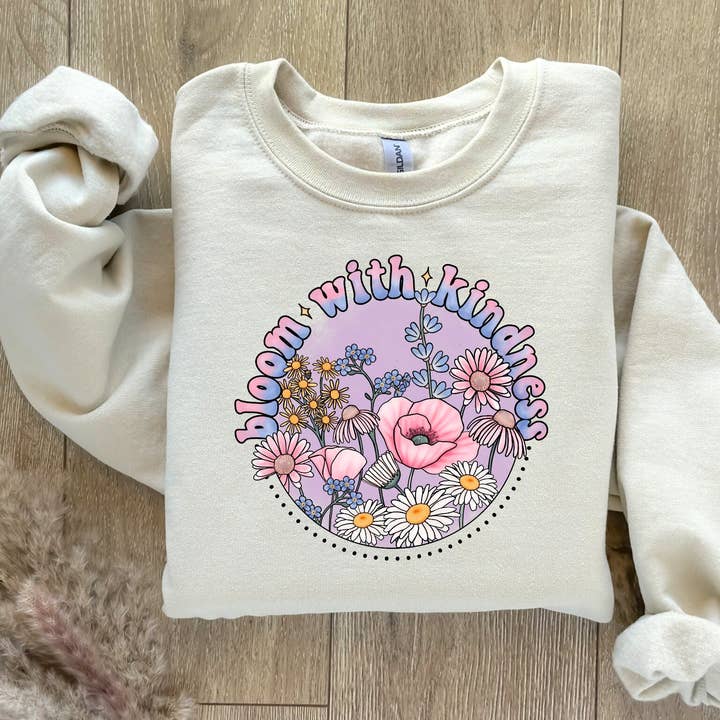 Bloom With Kindness Sweatshirt for wholesale by She’s Called Boutique