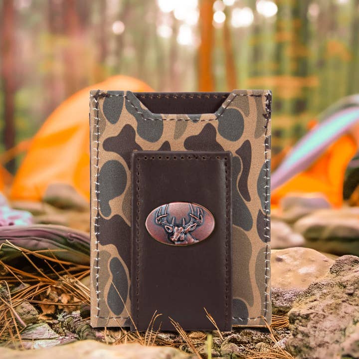 Zep-Pro - Wholesale Wallet - Men's - Buck Men's Magnetic Front Pocket Old School Camo Leather Wallet.3
