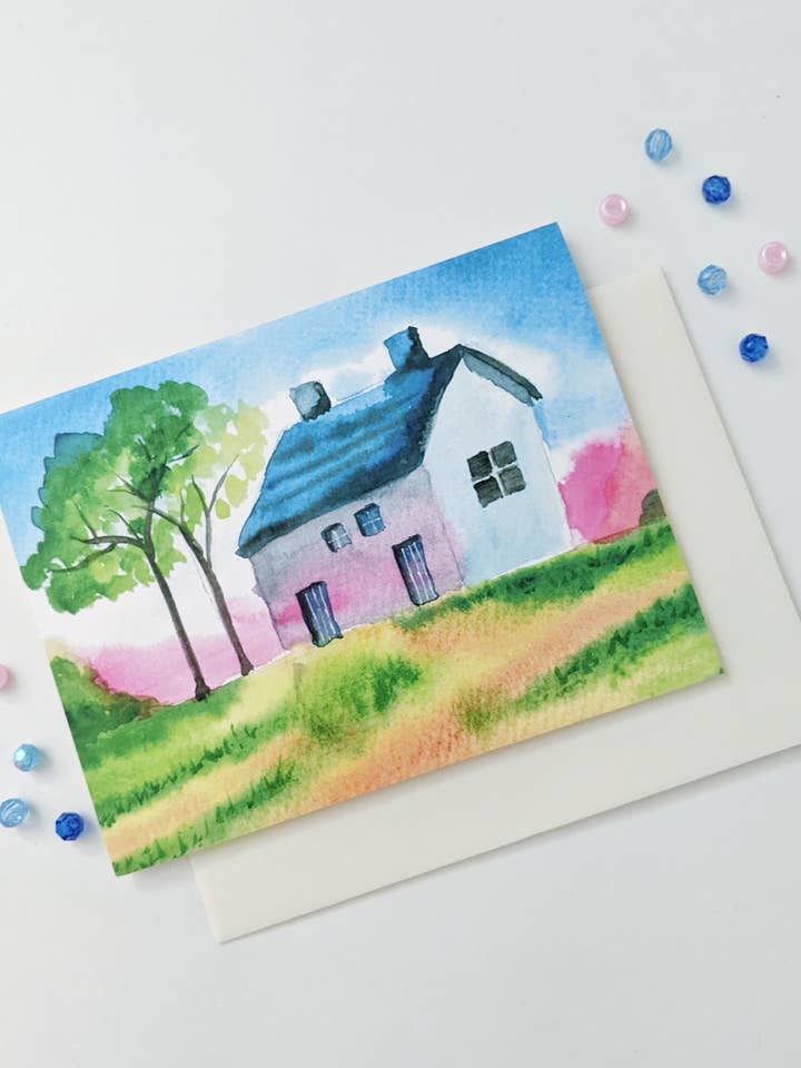 Carte de vœux pour la maison| Carte de pendaison de crémaillère pour la vente par Artcolorworks