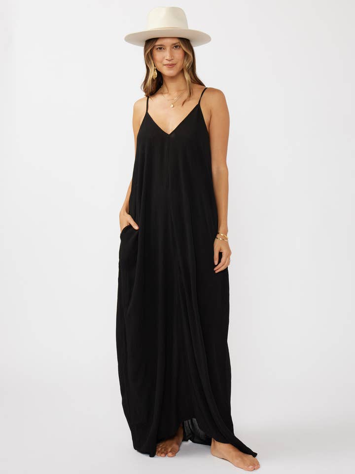Lovestitch - Wholesale Dress - Women's - The Original V-Neck Cocoon Maxi Dress with Pockets5