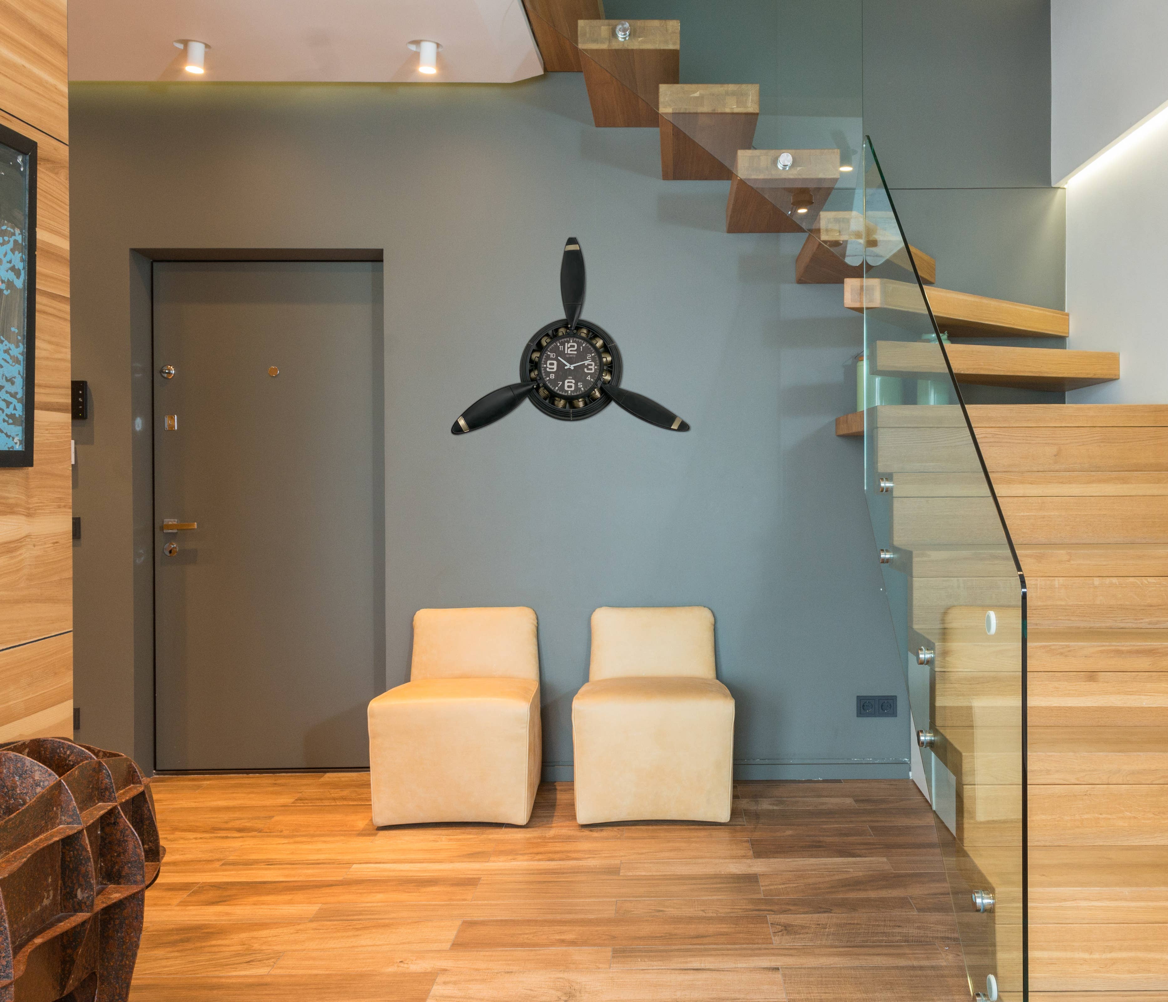 Peterson Housewares & Artwares - Wholesale Wall Accent - Metal Airplane Propeller Wall Décor clock7