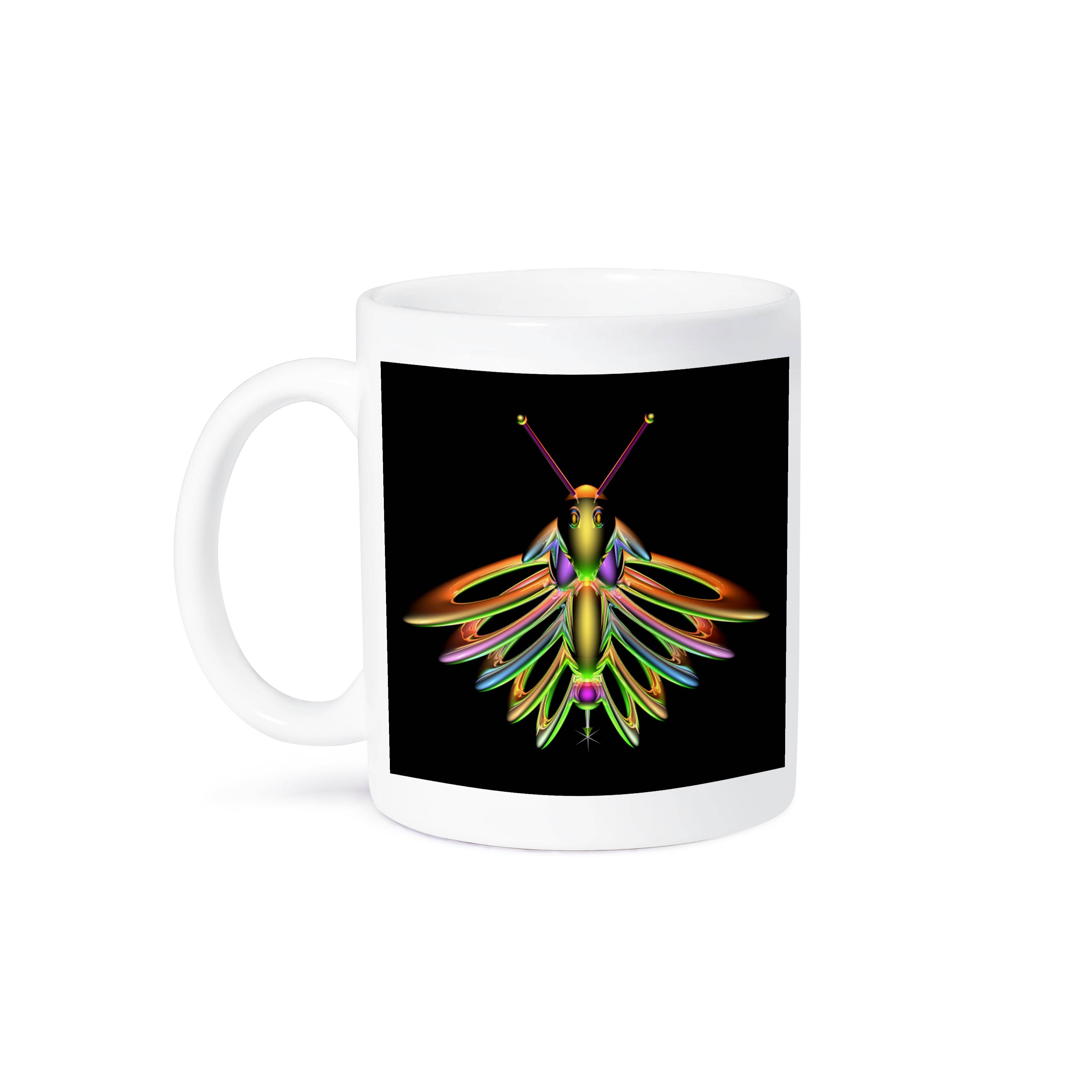 3dRose - Wholesale Coffee Mug - 3dRose, Firefly digital artwork of a colorful Firefly insect with reflecting wings and antennae , Mug8