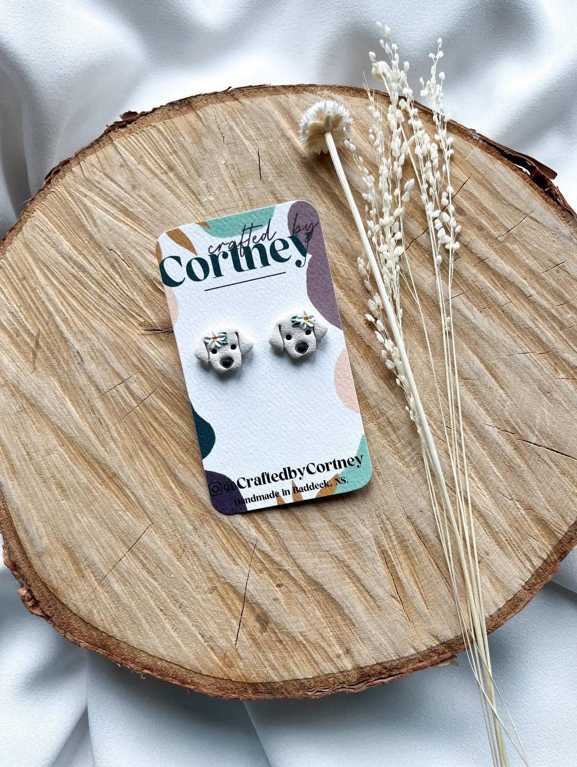 Crafted by Cortney - Wholesale Stud/Post Earrings - Floral Dog Studs0