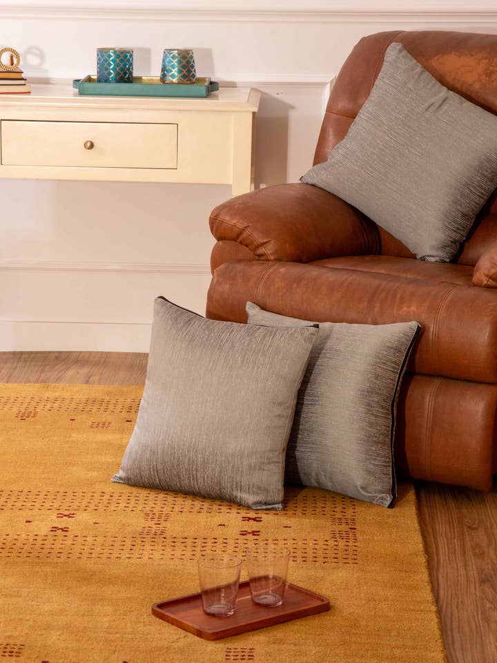 Decorative Cushion Covers Polycotton Gray Solid Set of 2 for wholesale by Kika Home Collections