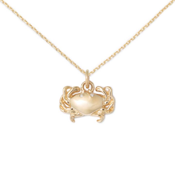 Colar de caranguejo, ouro 14K +diamante da Delicacies Jewelry - cada compra ajuda a combater a fome! (Presente Foodie, Joias de comida) por atacado de Delicacies Jewelry