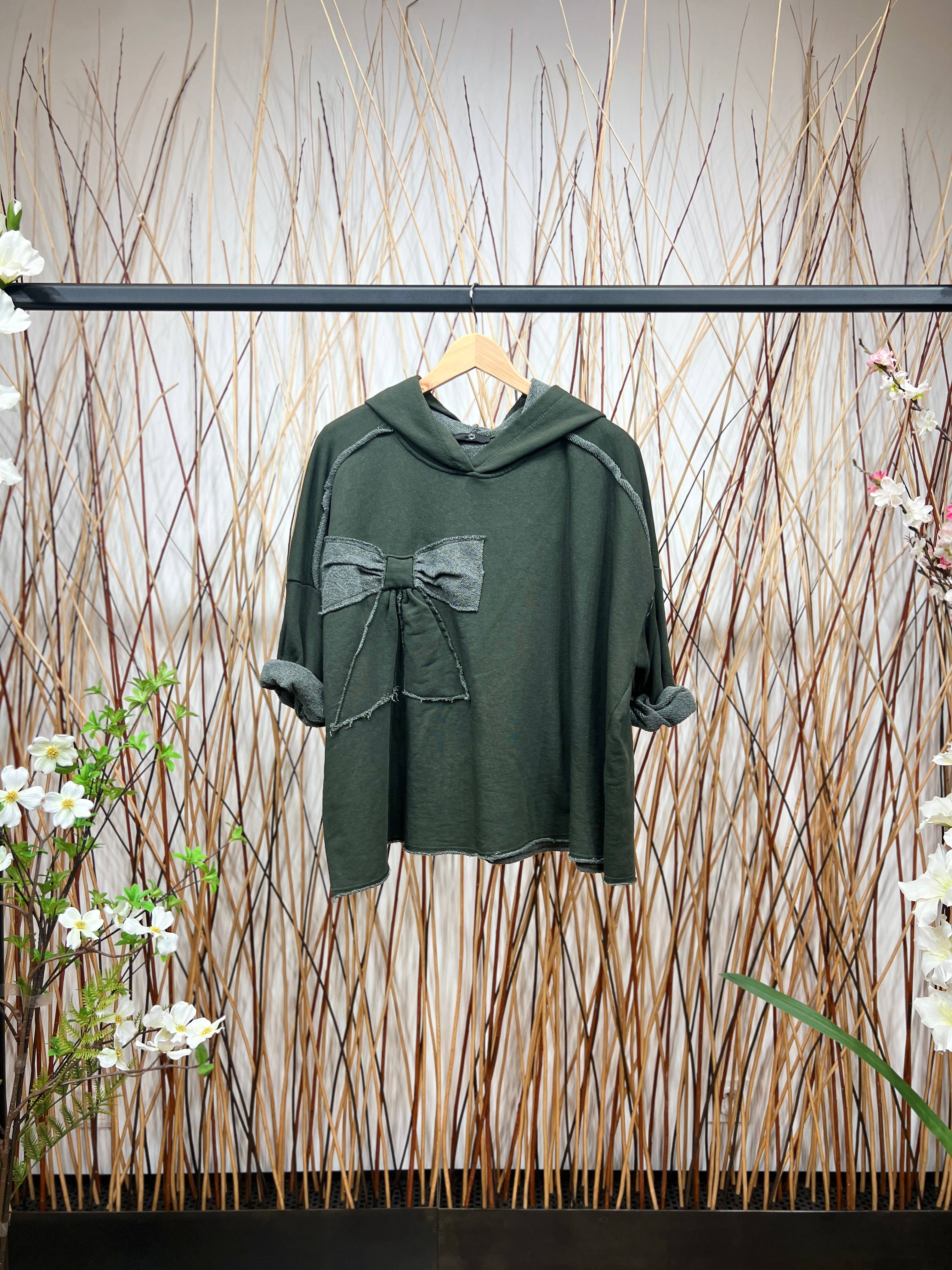 L'Emotion – Hoodie – Mulher por atacado – Moletom amplo com laço decorativo e costuras7