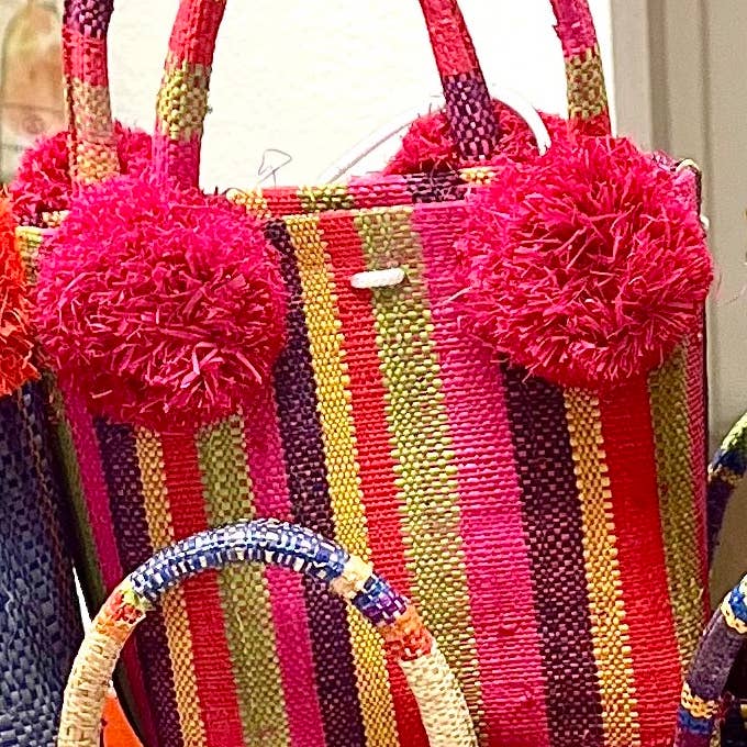 Shebobo - Wholesale Top Handle Bag - Women's - Schooner Straw Mini Bag with Pompom Accent8