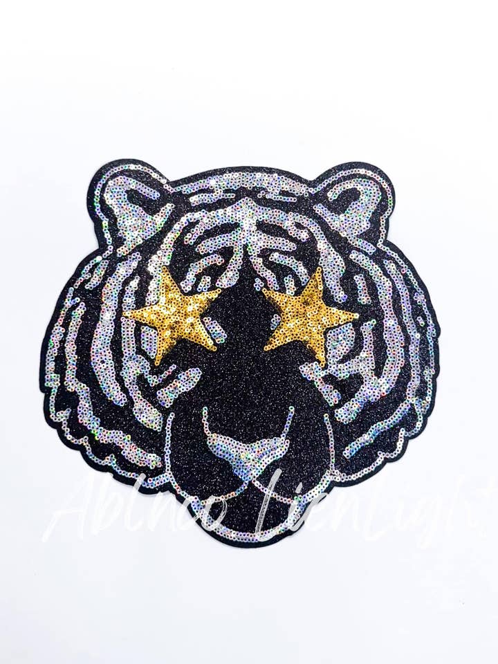 Sequin Tiger Mascot Gameday Patch for wholesale by ABLNco