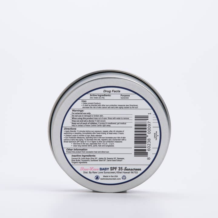 Raw Love Sunscreen - Wholesale Sunscreen - Raw Love Baby 4oz Tin