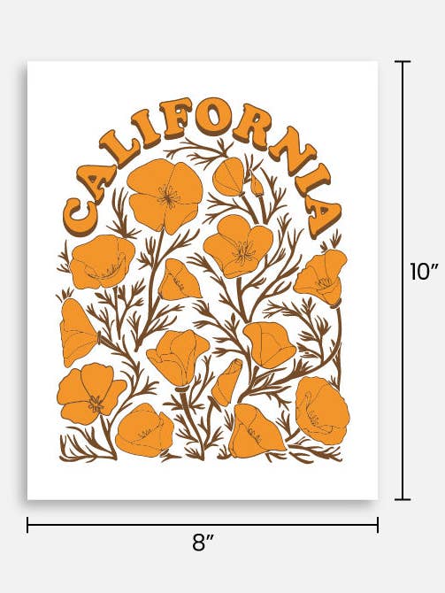 Vintage Style California Poppy Flower Poster Print for wholesale by Upper Park Clothing
