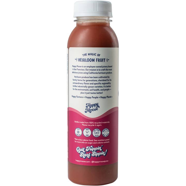 Happy Moose Juice - Wholesale Wellness Juice/Tonic - Strawberry Fields - Organic Cold-Press Juice - Goji & Ginger