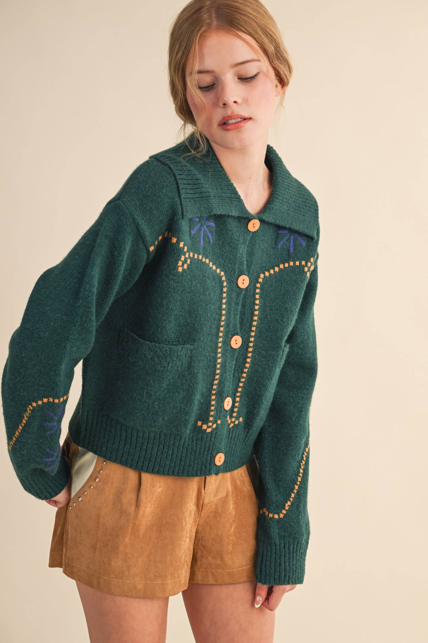 &MERCI - Wholesale Cardigan - Women's - WESTERN DESIGN SWEATER CARDIGAN MSW1121712