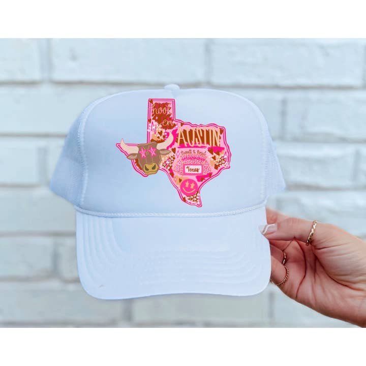 Preppy Texas Longhorns State Football Trucker Hat Austin for wholesale by Gia Gifts Boutique