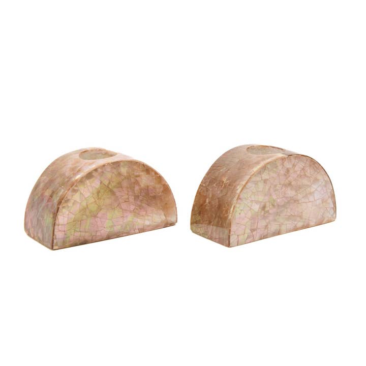 Half Moon Mother Of Pearl Candle Holders Blush, Set of 2 for wholesale by kubo