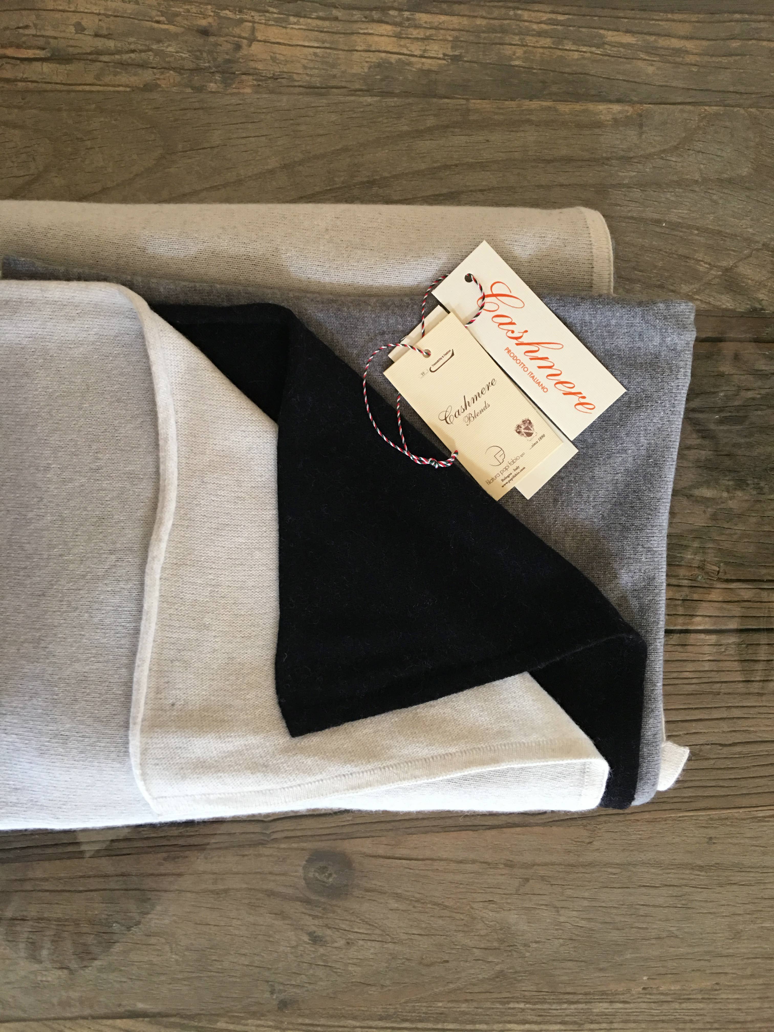 Margolis Pineo Italia - Wholesale Throw Blanket - COZY CASHMERE BLEND THROW, 'TRICOLORE' - HOLIDAY FAVE!22
