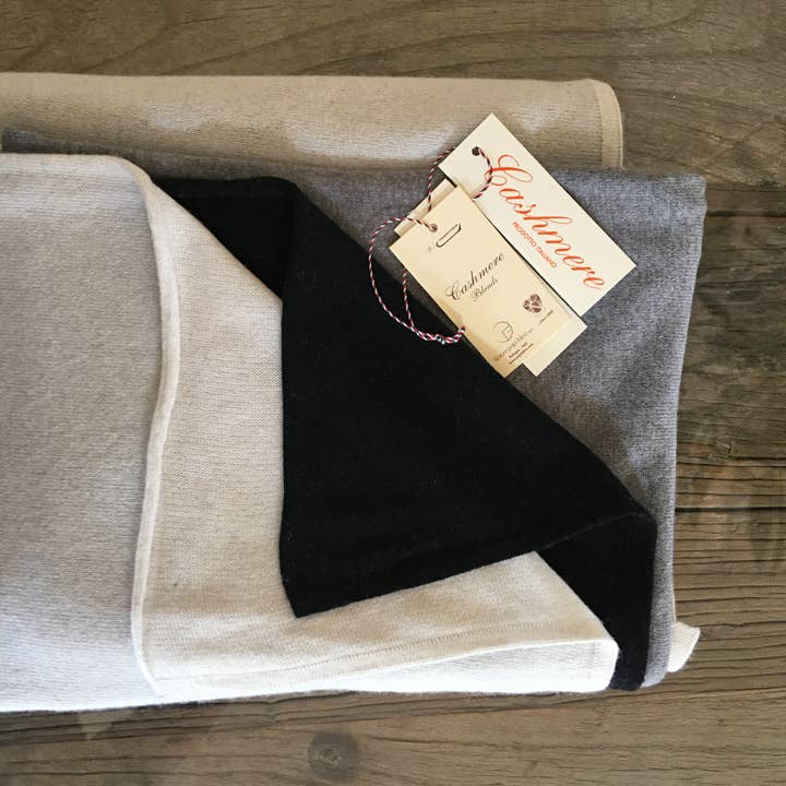 Margolis Pineo Italia - Wholesale Throw Blanket - COZY CASHMERE BLEND THROW, 'TRICOLORE' - HOLIDAY FAVE!22