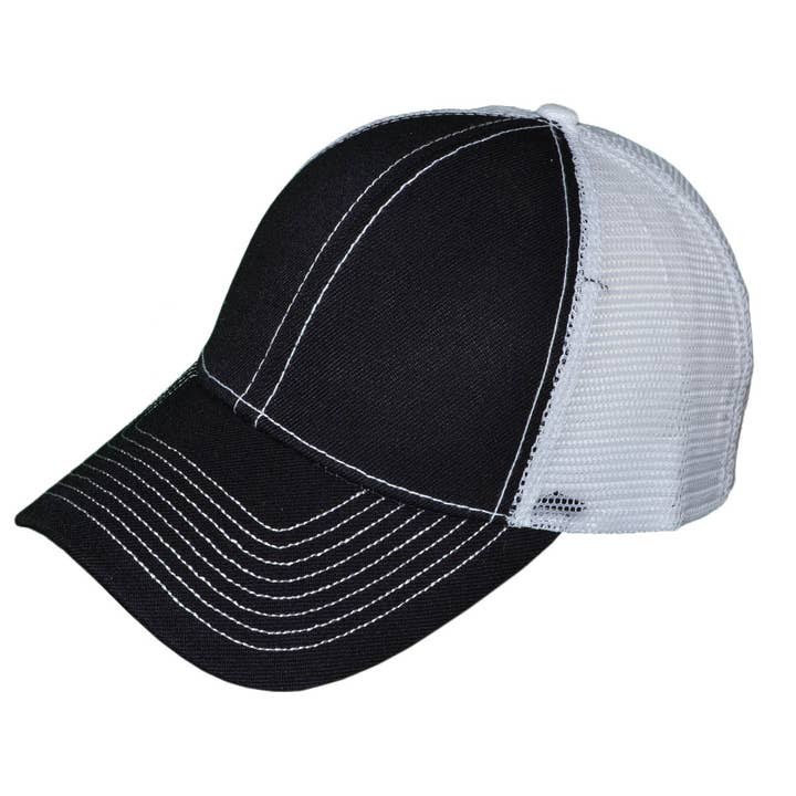 Buck Wholesale - Wholesale Trucker Hat - Unisex - Contrast Stitching Trucker Hats - BK Caps Structured 6 Panel