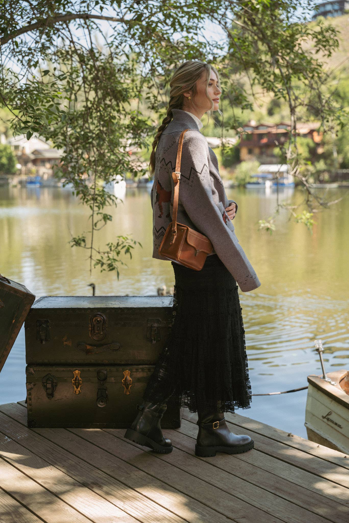 &MERCI - Wholesale Cardigan - Women's - HORSE KNIT SWEATER CARDIGAN MSW1080727