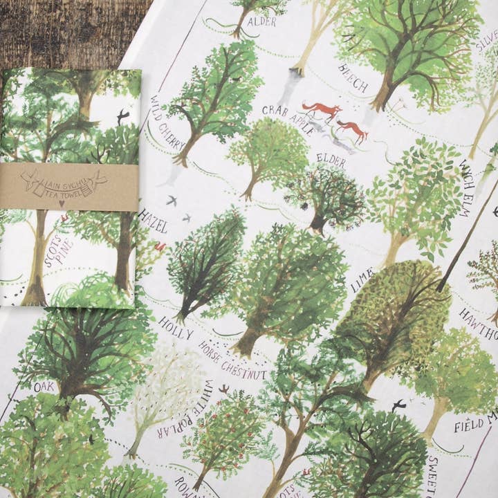 Driftwood Designs – wholesale Tea towel – British Trees Full Colour Tea Towel