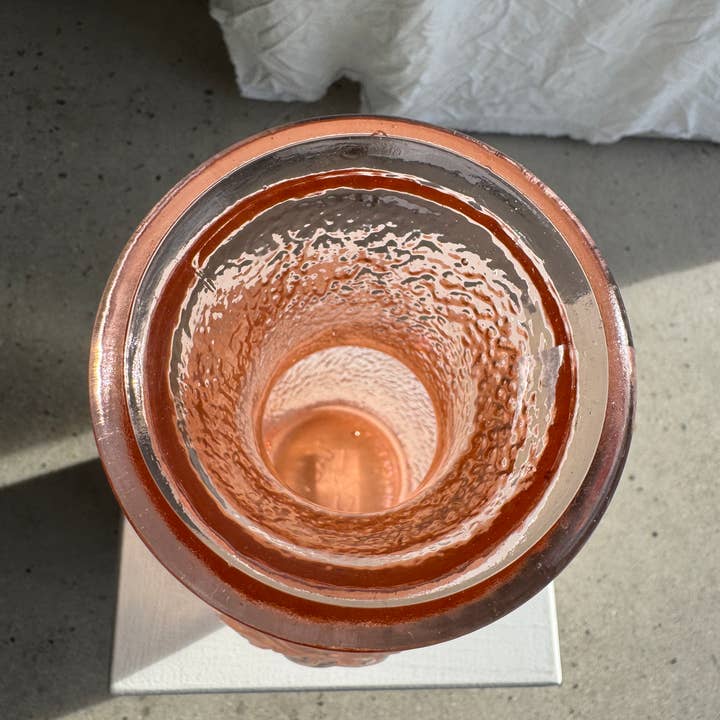 Large vintage Italian molded glass pink vase H31 for wholesale on Faire7