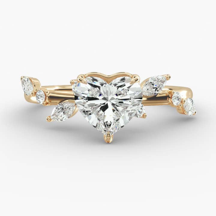 Symphony of Light Floral Heart Lab Grown Diamond Center Engagement Ring for wholesale by Caratina