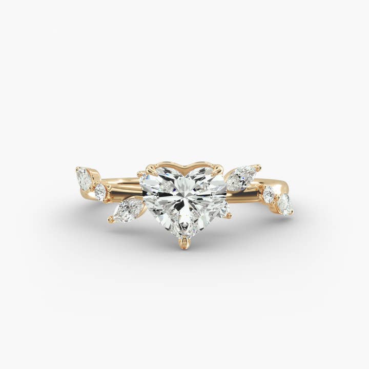 Symphony of Light Floral Heart Lab Grown Diamond Center Engagement Ring for wholesale by Caratina
