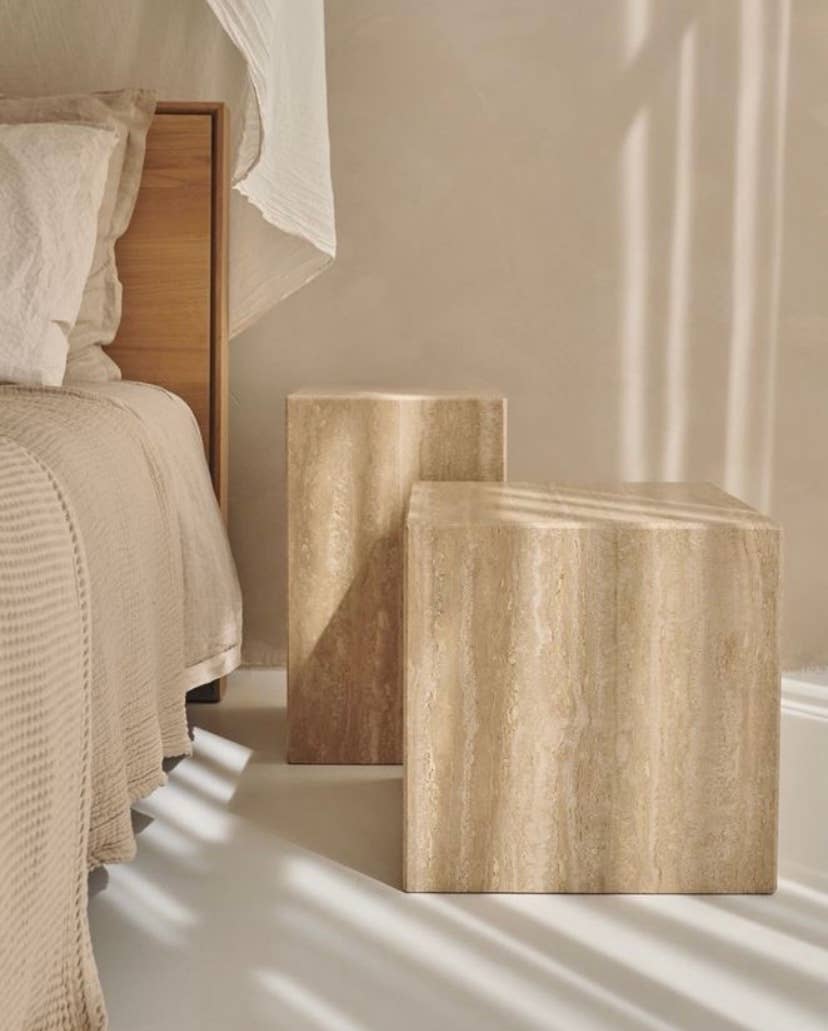 HAAND Craft - Wholesale Side Table - CUBE COFFEE TABLE TRAVERTINE, Natural Stone Cubic Side Table0