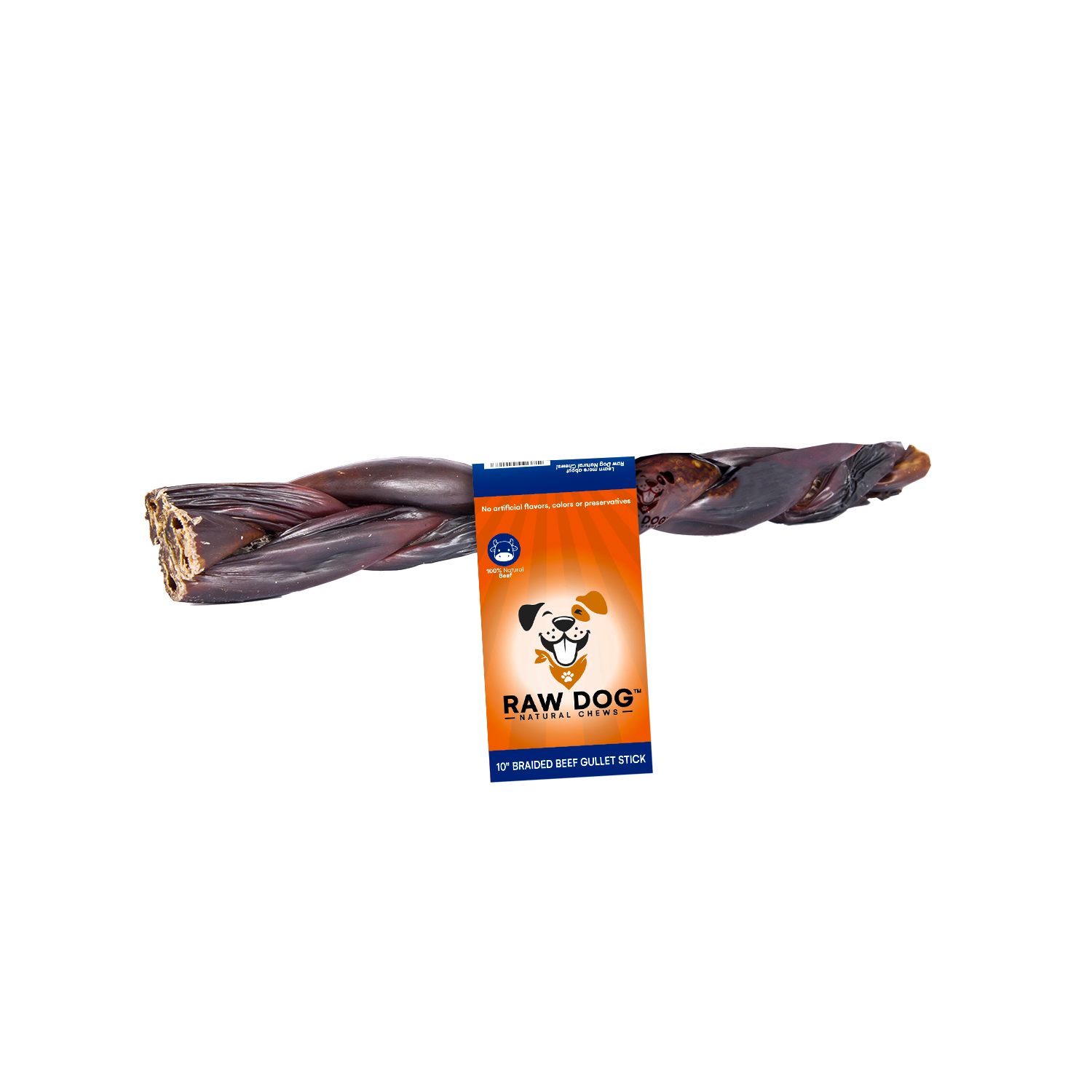 Raw Dog Chews - Wholesale Pet Treats - Dog - 10″ Braided Beef Gullet Sticks - 40ct (44017)0