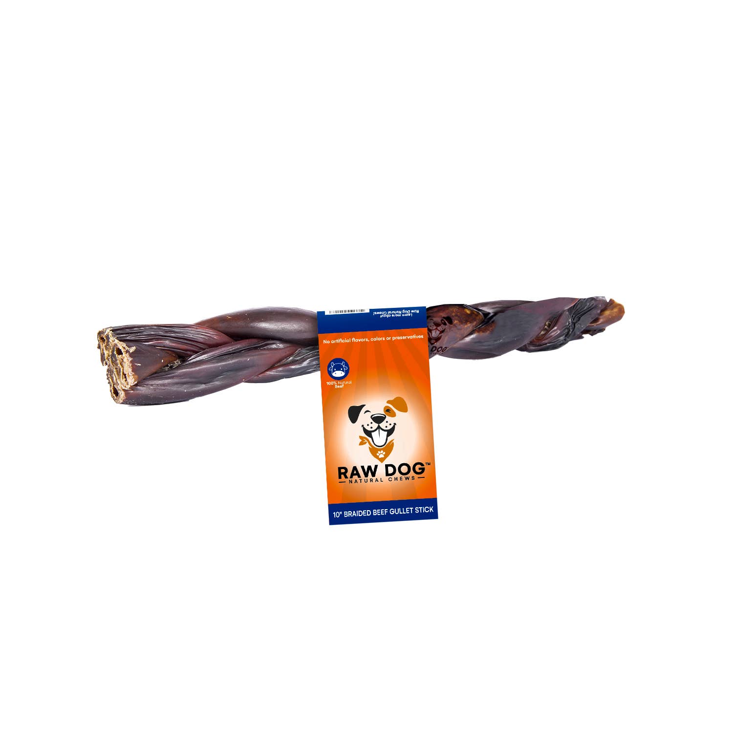 Raw Dog Chews - Wholesale Pet Treats - Dog - 10″ Braided Beef Gullet Sticks - 40ct (44017)