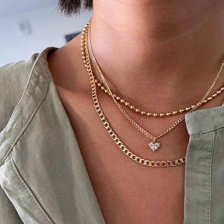 LE Sensor - Vente Collier maille et chaîne - Collier Chaîne à Billes Amira 16" - Plaqué Or 14k 2,3mm4