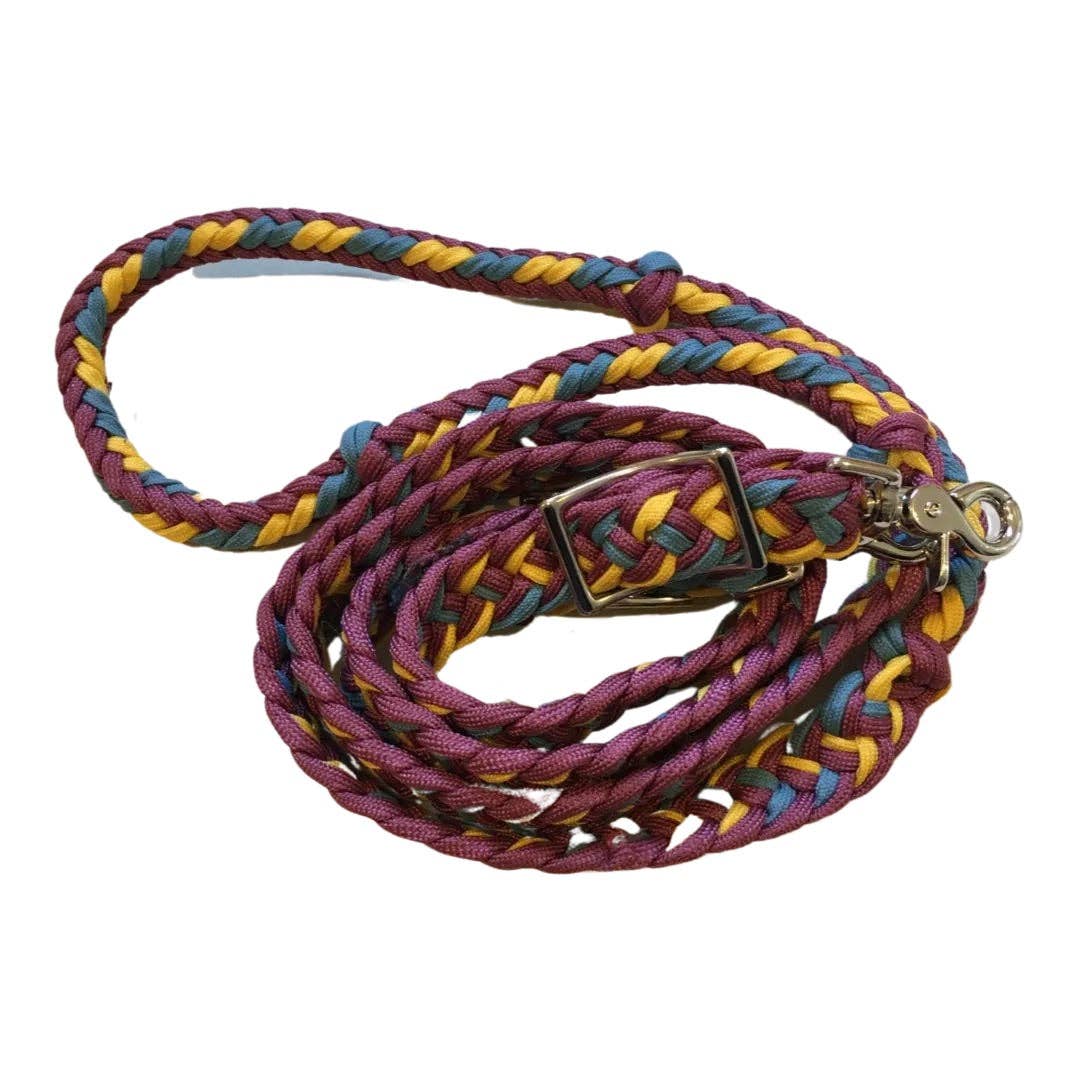 Smart Horse Gear – wholesale Horseback riding gear – Braided Barrel / Roping Reins 8 ft with 2 Nickel Plated Scissor Snaps Multi Tone Colors7