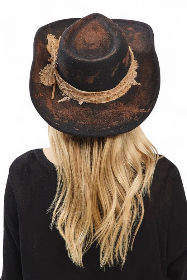 Artini Accessories - Vente Chapeau de cowboy – femme - Chapeau Fedora Cowboy Vintage Détressé et Modulable3