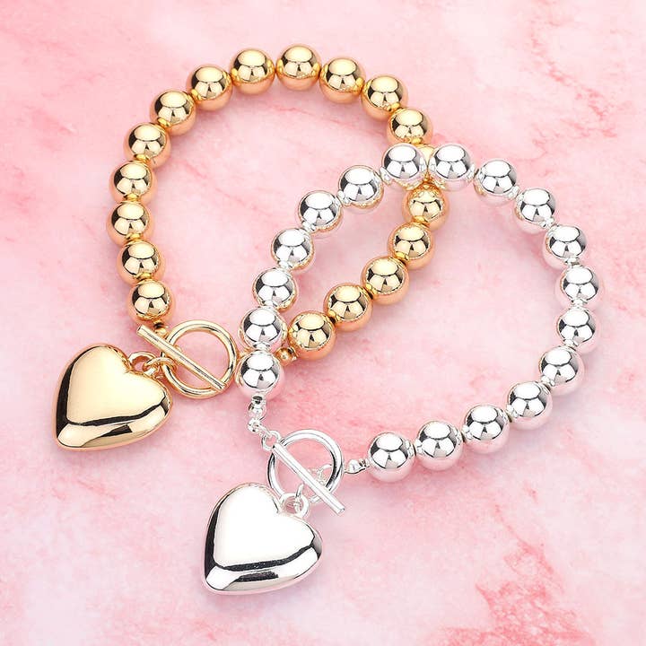 Sensibling Corp. - Wholesale Bedelarmbandje - Bubbelkettingarmband met metalen hartbedel en toggle-sluiting6