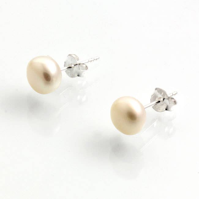 El Expreso de Oriente - Wholesale Stud/Post Earrings - Silver and River Pearl Button Earring