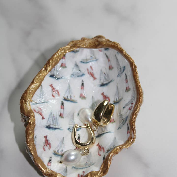 New England summer Oyster shell ring dish for wholesale by Coastal Collective Co.