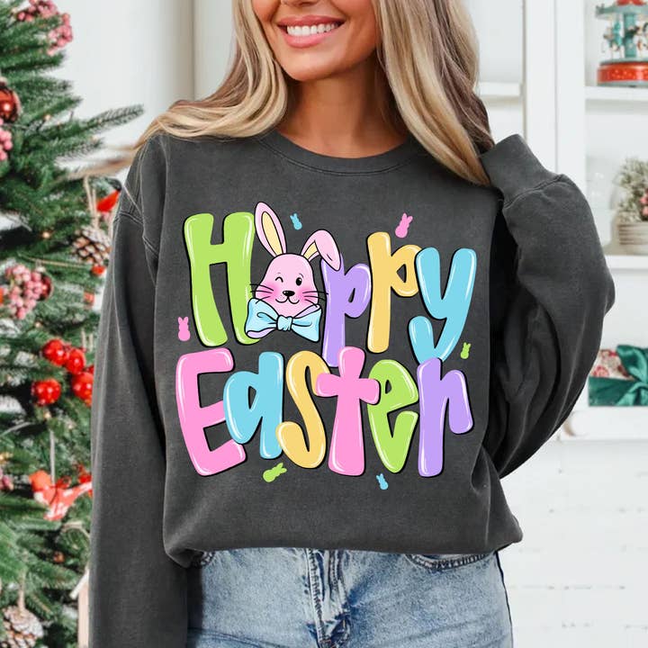 Pull de Pâques Joyeux, Lapin de Pâques Coquette, Chemise de Printemps pour la vente par NVC Ecommerce LLC
