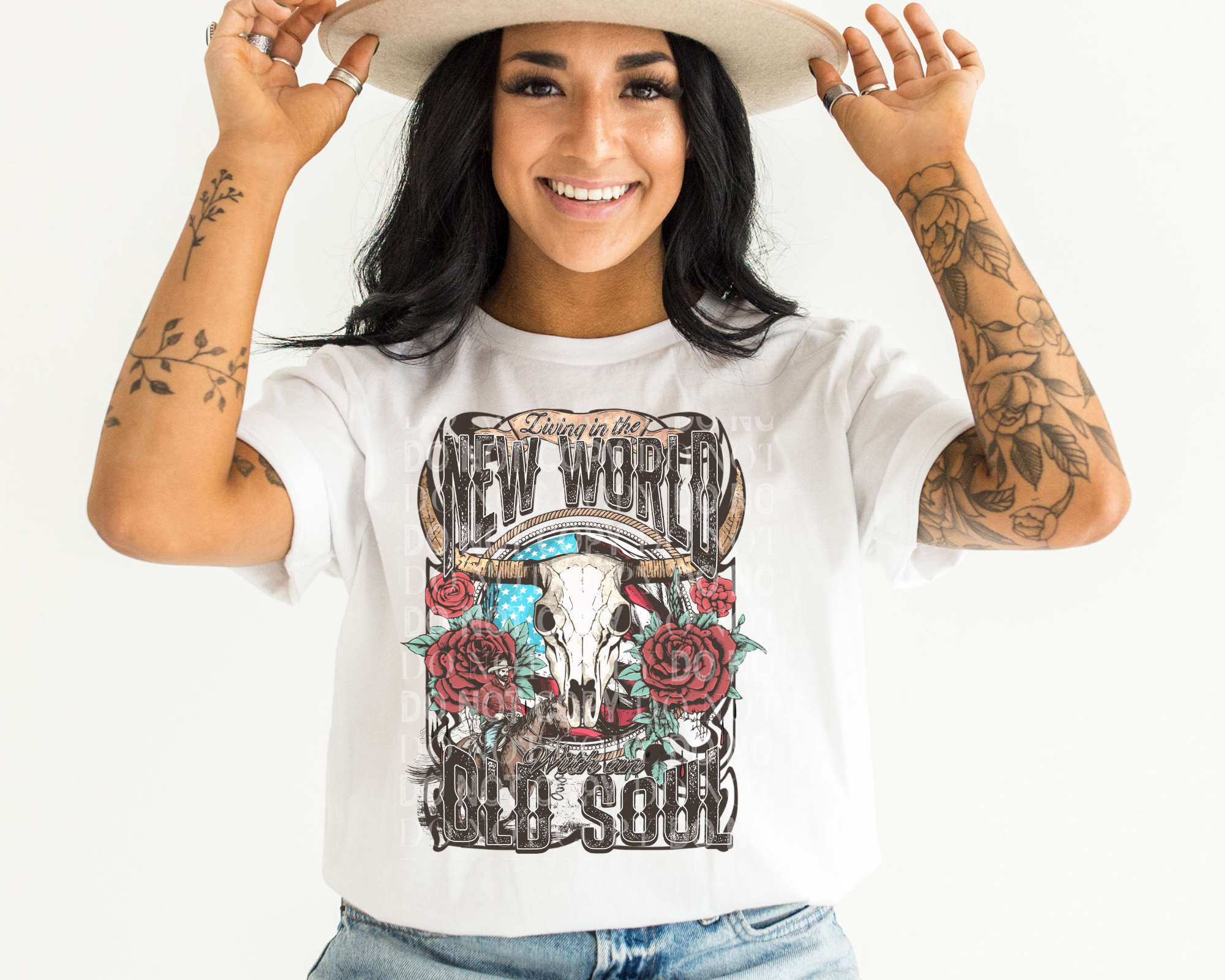 Cash & Drix Wholesale - Wholesale T-Shirt (Graphic) - Women's - Living In The New World With An Old Soul0