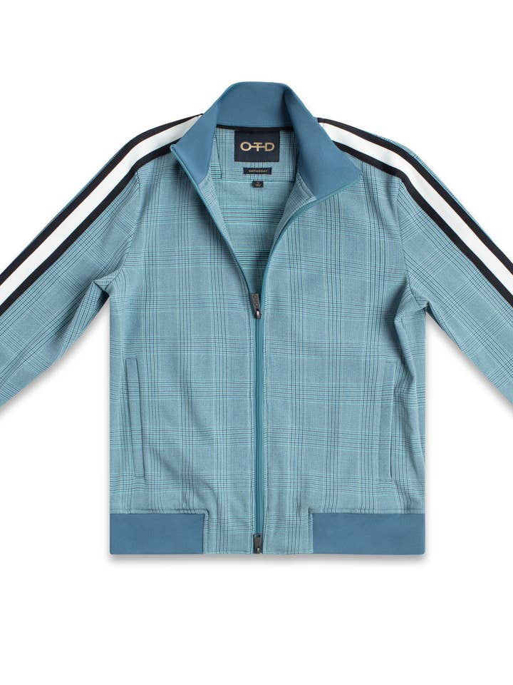 Zip Front Track Jacket With Trim Tape Detail (Teal Multi) for wholesale by ON THIS DAY