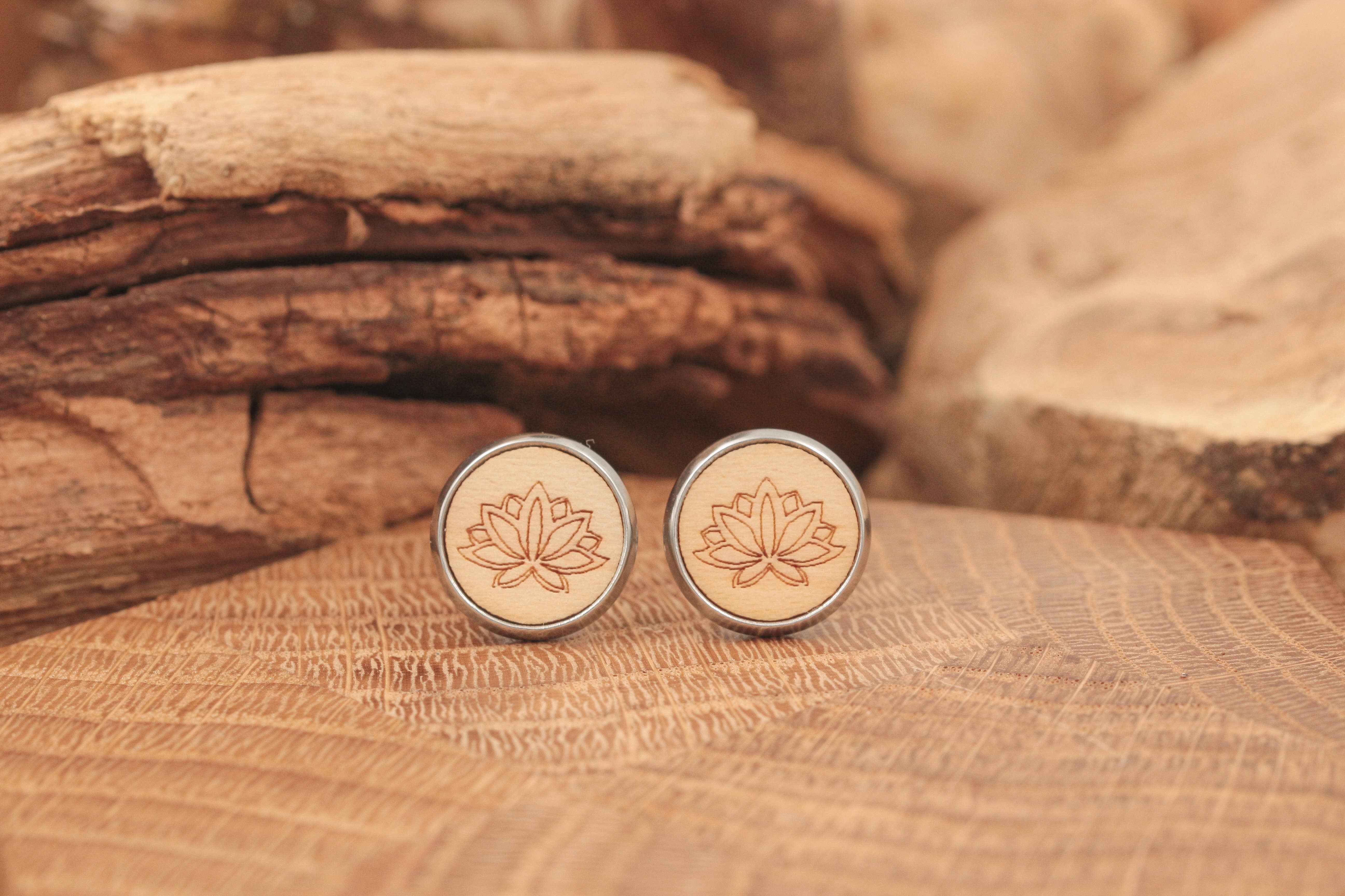 JOJO Geschenke - Wholesale Stud/Post Earrings - Wooden ear studs “steel”2