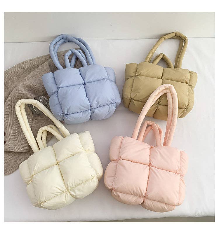 Dipped Shop - Wholesale Tote Bag - Women's - Simple Puffer Tote Bag Solid Color Soft Handbag DP809139