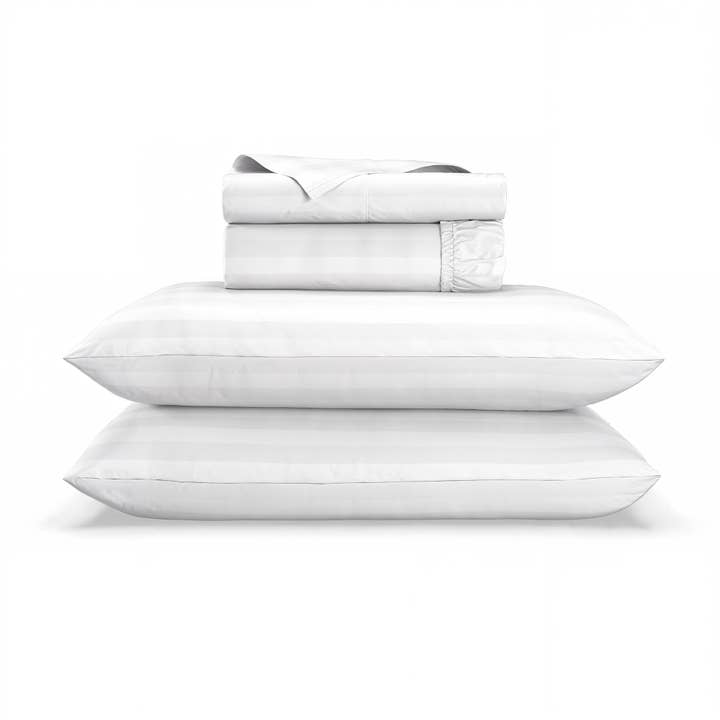 Reine Anne Draps en Percale de Coton à Longues Fibres 300 Fils – Rayures Sateen, Draps de Lit Rafraîchissants de Qualité Hôtelière pour la vente par Queen Anne Pillow