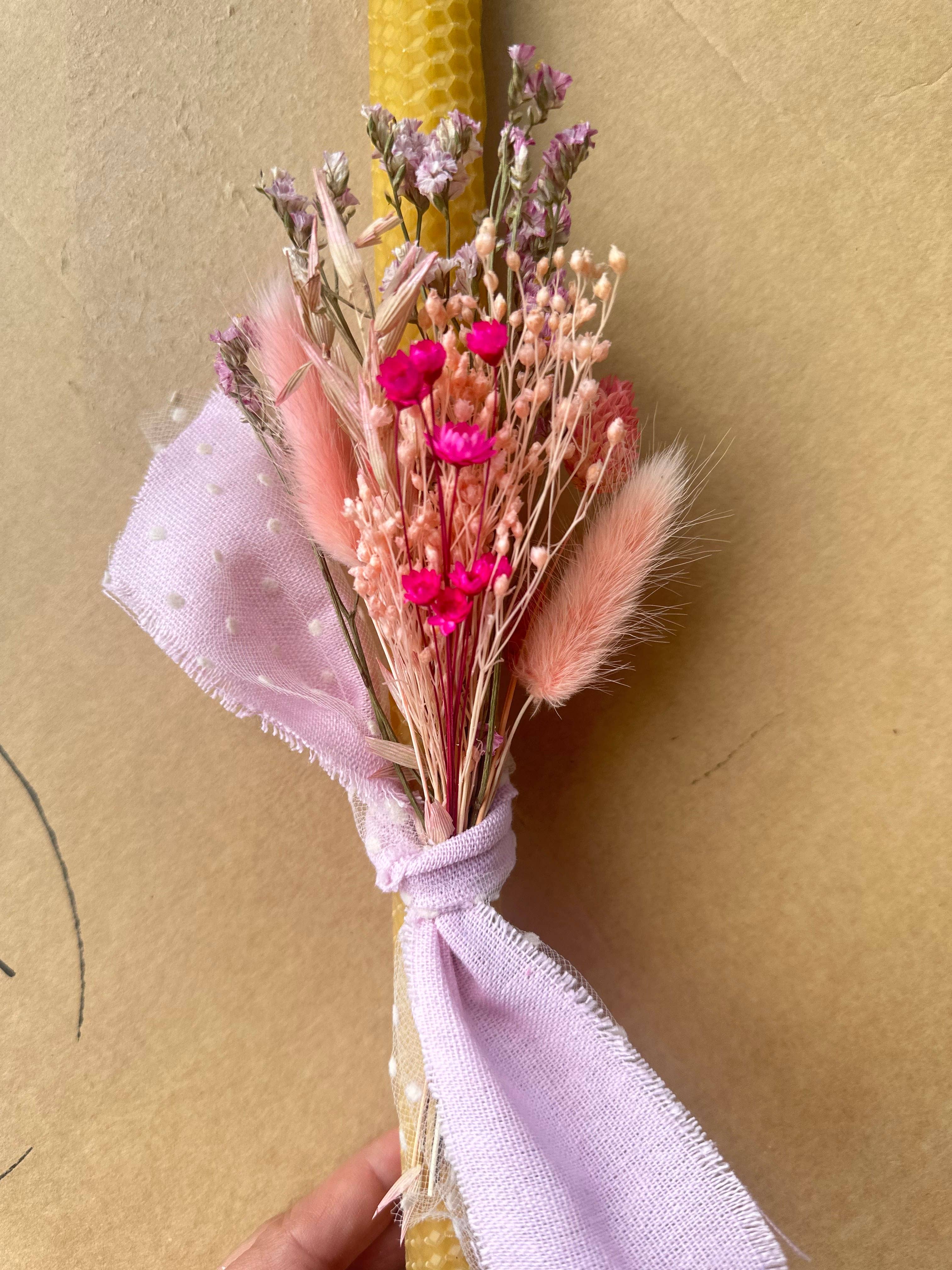 Nema Concept – Vela/castiçal cónico por atacado – Velas de cera de abelha para Páscoa com flores secas16