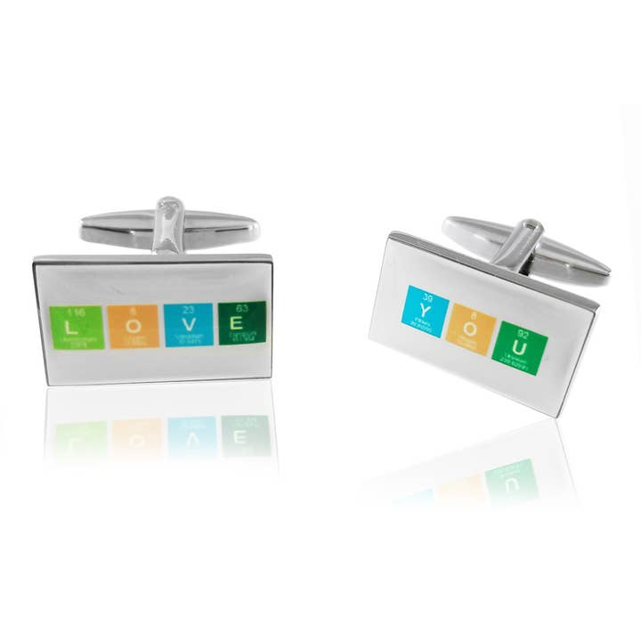 Love You Chemical Table Cufflinks for wholesale by Cufflinks Depot