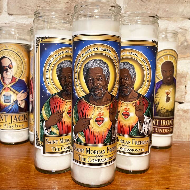 Saint Morgan Freeman The Compassionate Prayer Candle 🕯️ for wholesale by Cleaver And Blade