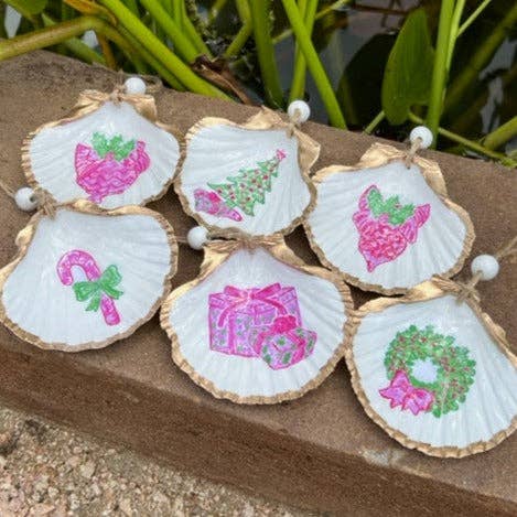 A Pink and Green Kind of Christmas Hanging Shells for wholesale by DogFish Design 13