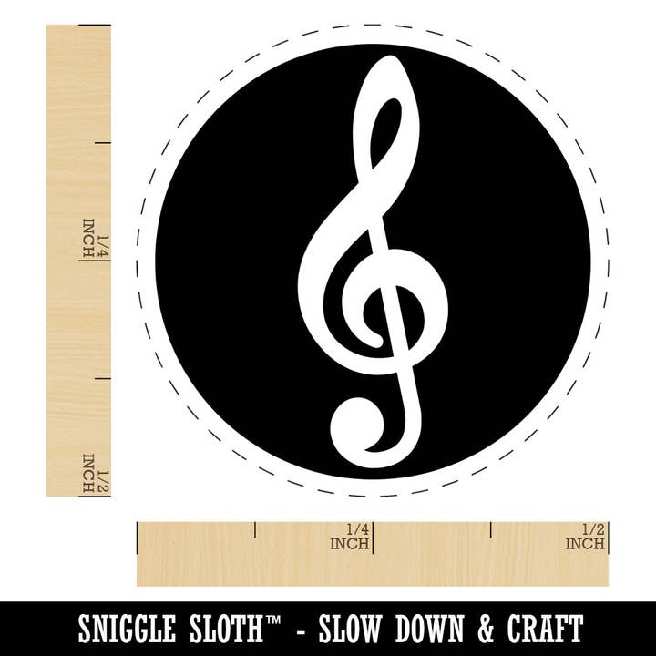 Treble Clef Music in Circle Self-Inking Rubber Stamp for Stamping Crafting Planners for wholesale by Sniggle Sloth