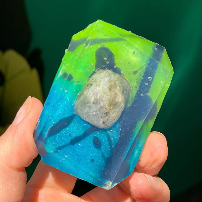 Crystal Bar Soap - Wholesale Bar Soap - Evening Aurora - 3oz Cedar wood & Tea Tree, Crystal Infused2