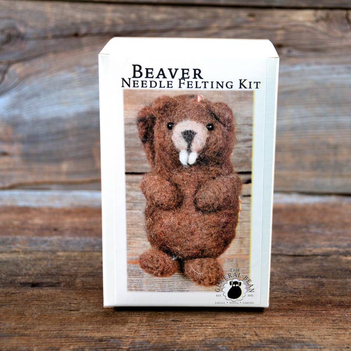 The General Bean - Wholesale Craft Sewing Kit - Needle Felting Kit- FREE SHIP- Beaver Ornament- Animal